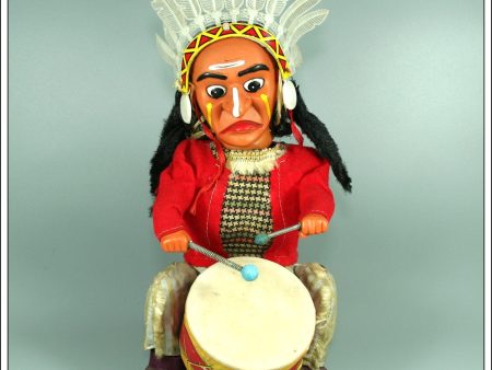 Indian Joe, Vintage Tin Plate Plastic Battery Operated Novelty Toy, Alps, Japan. Hot on Sale