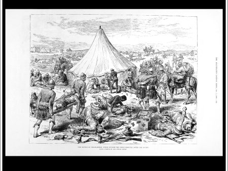 The Battle Of Tel-El-Kebir: Scene Outside The Field Hospital After The Action. Antique Print, Wood Engraving, The Illustrated London News Full Page, October 7th, 1882. Hot on Sale