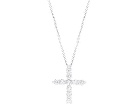 14K White Gold Diamond Cross Pendant, 0.97 TCW on Sale