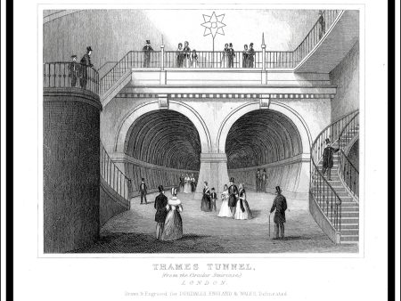 Thames Tunnel, From The Circular Staircase, London, Middlesex, England. Antique Print, Steel Engraving c. 1846. For Cheap