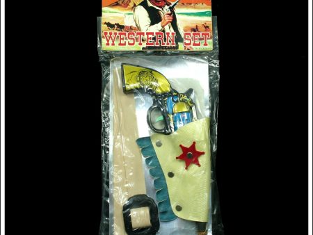 Western Gun   Western Set. Vintage Tin Plate Pop Gun, TSS, Japan. (Cream Holster). Online