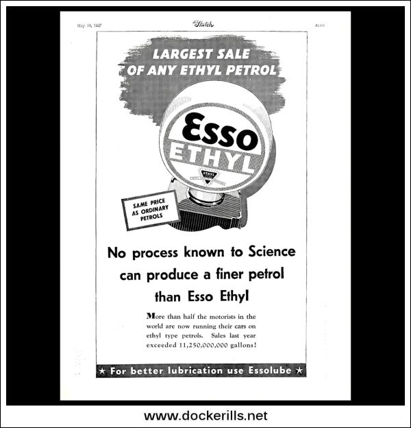 Esso Ethyl. Original Vintage Advert From May 19th, 1937. Fashion