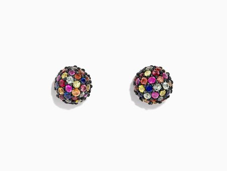 Splash Sterling Silver Multi Color Sapphire Ball Earrings, 2.20 TCW For Discount