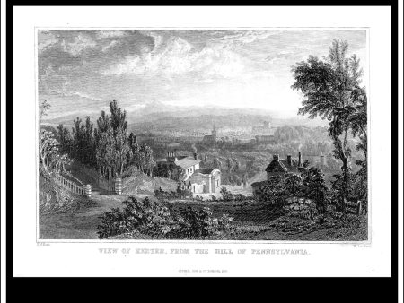 View Of Exeter From The Hill Of Pennsylvania, Devonshire, England. Antique Print, Steel Engraving 1831. Sale