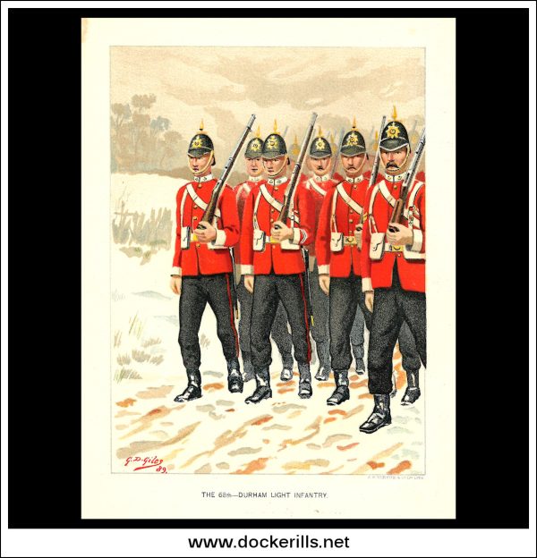 The 68th Durham Light Infantry, Her Majesty s Army. Antique Print c. 1890. For Sale