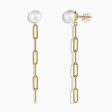 14K Gold Cultured Fresh Water Pearl Paperclip Chain Earrings Online Sale