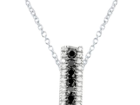 14K White Gold Black and White Diamond Pendant, 0.62 TCW Online now