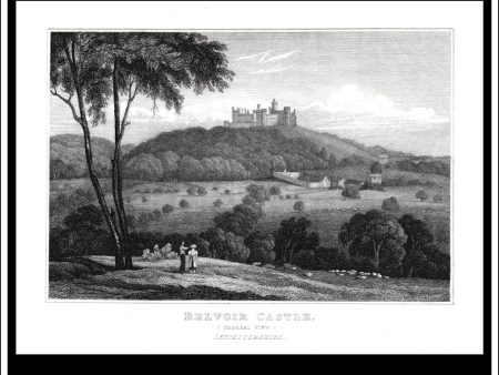 Belvoir Castle (General View), Leicestershire, England. Antique Print, Steel Engraving 1829. Discount