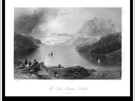 The Eagle Mountain, Killeries (Connemara), Co. Galway, Ireland. Antique Print, Steel Engraving c. 1840. For Discount