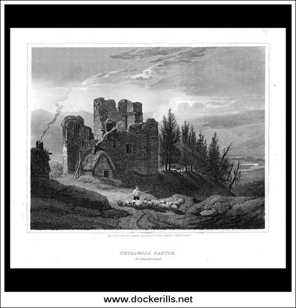 Thirlwall Castle, Northumberland, England. Antique Print, Copper Plate Engraving 1814 Online