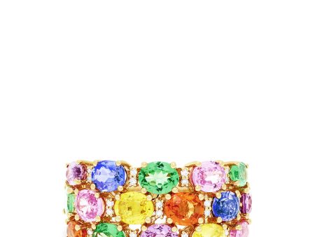 Watercolors 14K Yellow Gold Multi Sapphire and Diamond Ring, 6.21 TCW Online Sale