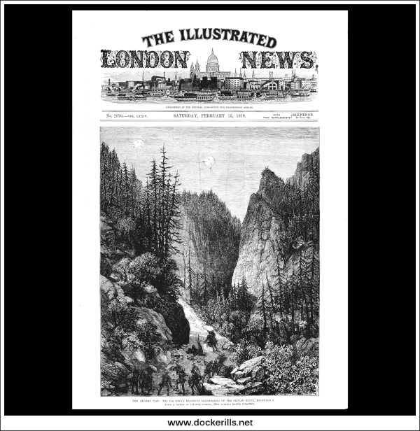 The Afghan War: The 8th King s Regiment Skirmishing Up The Peiwar Kotul, December 2. Antique Print, Wood Engraving, The Illustrated London News Front Page, February 15th, 1879. For Sale