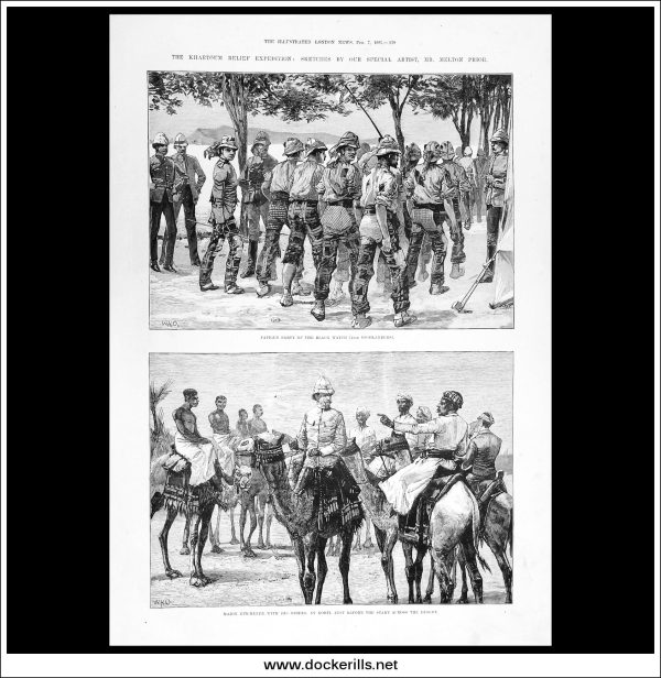 The Khartoum Relief Expedition: Sketches By Our Special Artist, Mr Melton Prior. Antique Print, Wood Engraving, The Illustrated London News Full Page, February 7th, 1885. Supply