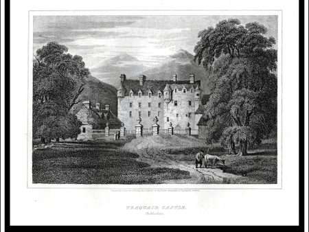 Traquair Castle, Peebleshire, Scotland. Antique Print, Copper Plate Engraving 1815 Sale