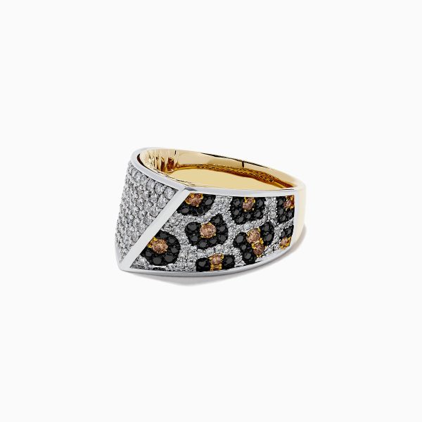 14K 2-Tone Gold Black, Espresso and White Diamond Ring, 1.67 TCW For Cheap