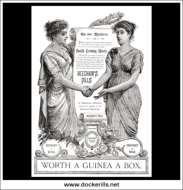 Beecham s Pills. Original Vintage Advert From February 25th, 1888. Online Sale