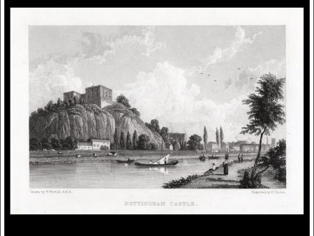 Nottingham Castle, Nottingham, Nottinghamshire, England. Antique Print, Steel Engraving c. 1830. Online