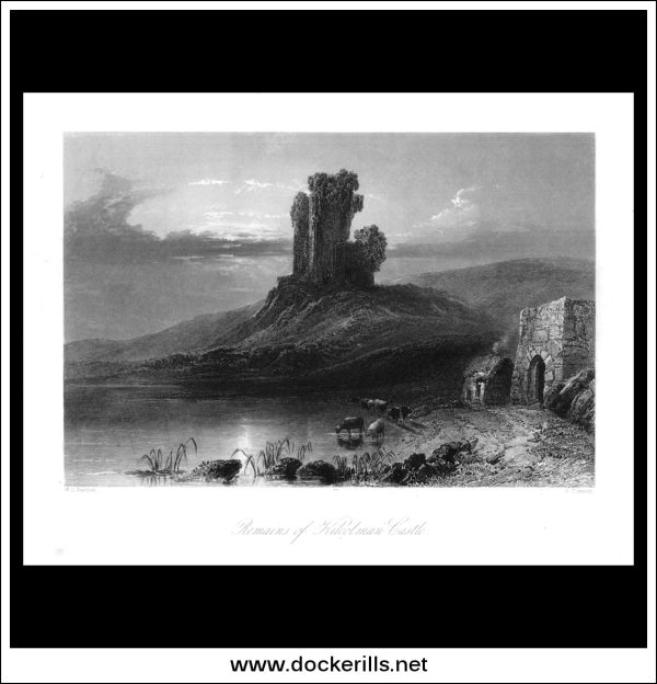 Remains Of Kilcolman Castle, Co. Cork, Ireland. Antique Print, Steel Engraving c. 1840. Online Sale