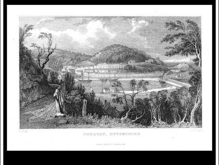 Torquay, Devonshire, England. Antique Print, Steel Engraving 1831. Online Sale