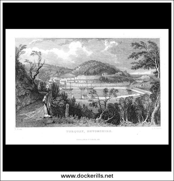 Torquay, Devonshire, England. Antique Print, Steel Engraving 1831. Online Sale