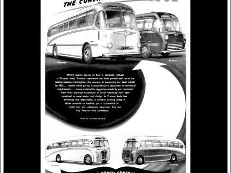 Transun Coach. Original Vintage Advert From January, 1952. Dalesman, Borderer, Penine, Cambrian on Sale