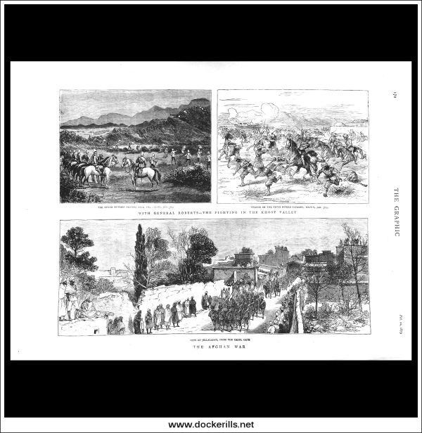 The Afghan War, With General Roberts, The Fighting In The Khost Valley. Antique Print, Wood Engraving, The Graphic Full Page, February 22nd, 1879. Online now