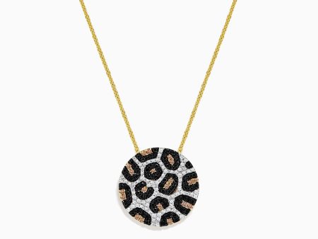 14K Yellow Gold Black, Espresso & White Diamond Disc Pendant, 0.86 TCW For Cheap