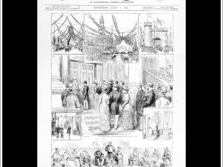 The Prince And Princess Of Wales At Bradford. Antique Print, Wood Engraving, The Graphic Front Page, July 1st, 1882. Supply