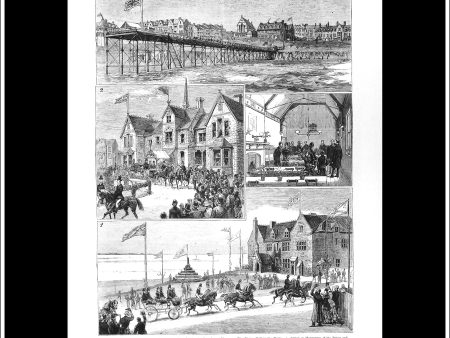 The Prince And Princess Of Wales Opening The Memorial Convalescent Home At Hunstanton. Antique Print, Wood Engraving, The Graphic Full Page, April 19th, 1879. Fashion