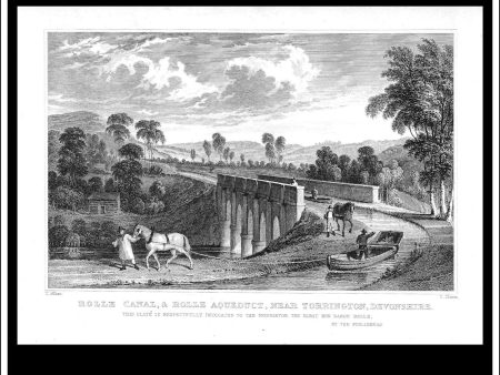 Rolle Canal & Rolle Aqueduct Near Torrington, Devonshire, England. Antique Print, Steel Engraving c. 1830. For Cheap