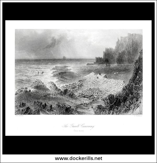 The Giants Causeway, Co. Antrim, Ireland. Antique Print, Steel Engraving c. 1840. Online