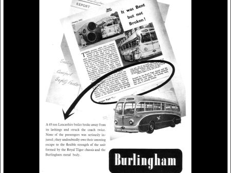 Burlingham Coach. Original Vintage Advert From April, 1952. on Sale