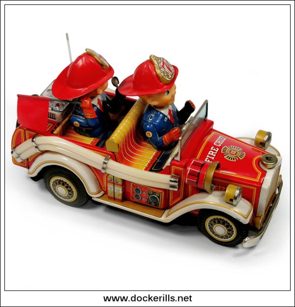 Antique Fire Car. Vintage 1950 s Tin Plate Battery Operated Novelty Toy Fire Engine, Nomura   Showa, Japan. Boxed. Online