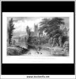 Tiverton Church, From The Bridge, Devonshire, England. Antique Print, Steel Engraving 1832. on Sale