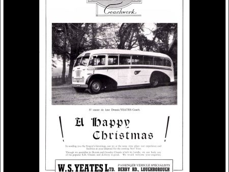 Yeates Buses And Coaches. Original Vintage Advert From December, 1950. For Cheap