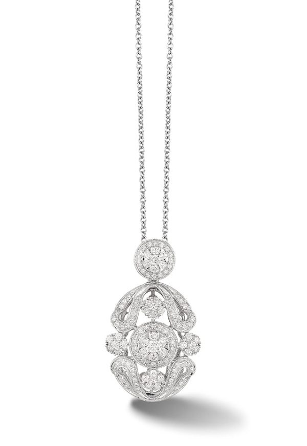 Bouquet 14K White Gold Diamond Filigree Pendant, 1.05 TCW Online Hot Sale