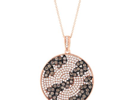 14K Rose Gold Espresso and White Diamond Pendant, 1.65 TCW Online now