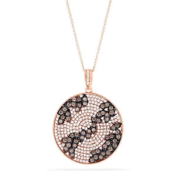 14K Rose Gold Espresso and White Diamond Pendant, 1.65 TCW Online now