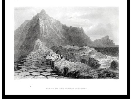 Scene On The Giants Causeway, Co. Antrim, Ireland. Antique Print, Steel Engraving c. 1840. For Discount