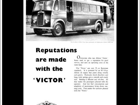 Albion Victor Bus Coach. Original Vintage Advert From August, 1955. Cheap