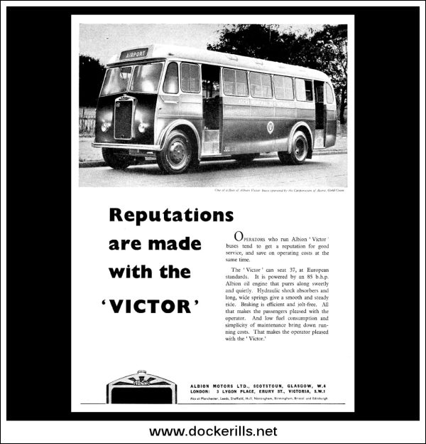 Albion Victor Bus Coach. Original Vintage Advert From August, 1955. Cheap