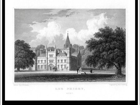 Lee Priory, Kent, England. Antique Print, Steel Engraving c. 1830. Supply