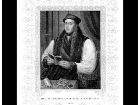 Thomas Cranmer, Archbishop Of Canterbury. Antique Print, Steel Engraving c. 1850. Online now