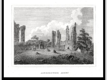 Aberbrothie (Arbroath) Abbey, Angushire, Scotland. Antique Print, Copper Plate Engraving 1806. [B] Cheap