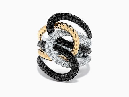 14K Two Tone Gold Black and White Diamond Ring, 1.95 TCW Online Hot Sale