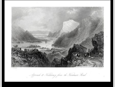 Approach To Killarney From The Kenmare Road, Co. Kerry, Ireland. Antique Print, Steel Engraving c. 1840. For Sale