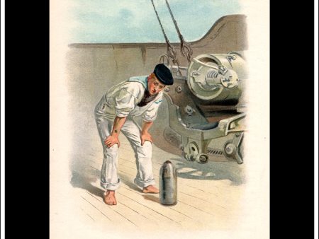 At The Breechloading Gun, Her Majesty s Navy. Antique Print c. 1890. Online now