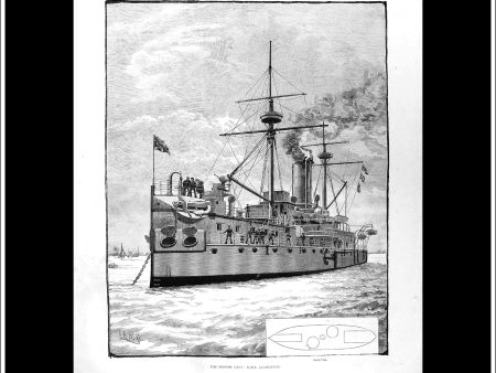 The British Navy: H.M.S. Agamemnon, The Illustrated London News Full Page, January 10th, 1885. Cheap