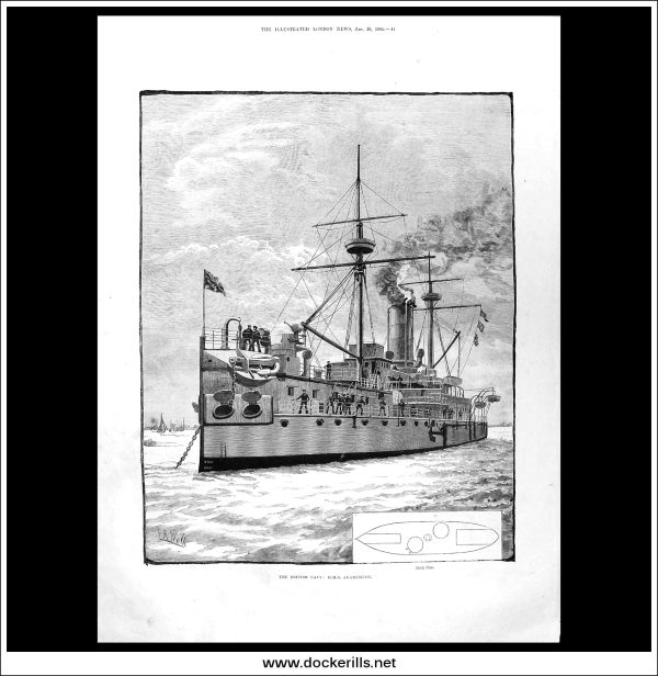 The British Navy: H.M.S. Agamemnon, The Illustrated London News Full Page, January 10th, 1885. Cheap