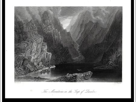 The Mountains In The Gap Of Dunloe, Co. Kerry, Ireland. Antique Print, Steel Engraving c. 1840. on Sale